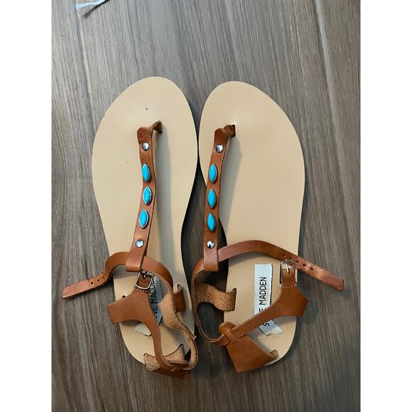 Steve Madden Shoes - Steve Madden Brown Sandals with Teal Accents – Size 39